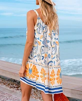 Cupshe Women's Greek Getaway Paisley Mini Beach Dress