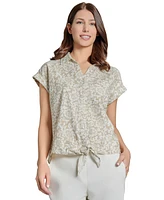 Jones New York Petite Tied Button-Front Blouse