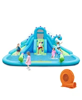 Inflatable Water Slide with Dual Slides and Large Splash Pool and Carry Bag (with 584W Blower)