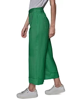 Karl Lagerfeld Paris Petite Linen-Blend Wide-Leg Pants
