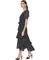 Karl Lagerfeld Dress Petite Chiffon Polka-Dot