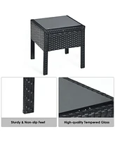 Gymax 3 Piece Outdoor Patio Rattan Conversation Furniture Set Yard w/ Cushions & Coffee Table