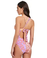 Red Carter Women's Colorblocked One Piece Swimsuit