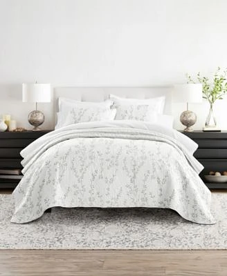 Ienjoy Home Sprouting Vines Stripe Reversible Quilt Sets