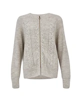 Celtic & Co. Women's Wool Cable Zip Cardigan