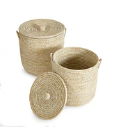 Rivergrass Hamper Baskets With Lids, Set Of 2