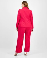 Le Suit Plus Crepe Two-Button Jacket & Pull-On Pantsuit