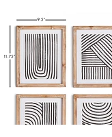 Achromatic Linear Petite Prints, Set Of 4