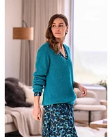 Celtic & Co. Women's Alpaca Cotton Slouch V-Neck Sweater