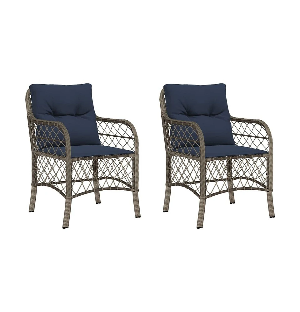 Patio Chairs with Cushions pcs Gray Poly Rattan
