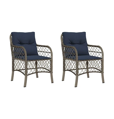 Patio Chairs with Cushions pcs Gray Poly Rattan