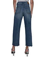 Karl Lagerfeld Paris Petite Scalloped-Hem Cropped Wide-Leg Jeans