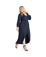 Standards & Practices Plus Tulip High Low Chiffon Wrap Dress Maxi Length