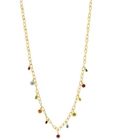 Effy Multi-Gemstone Bezel Dangle 18" Collar Necklace (6-1/3 ct. t.w.) in 14k Gold-Plated Sterling Silver