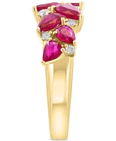Effy Ruby (3 ct. t.w.) & Diamond (1/4 ct. t.w.) Pear Cluster Ring in 14k Gold