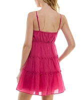 City Studios Juniors' Gauzy Rosette Mini Dress
