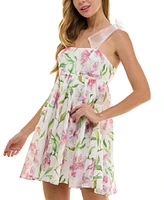 Seni & Cade Juniors' Floral-Print Babydoll Dress