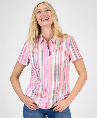 Nautica Jeans Women's Striped Camp Shirt