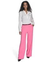 Calvin Klein Petite Mid-Rise Wide-Leg Pants