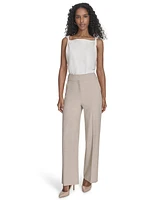 Calvin Klein Petite Windowpane Wide-Leg Pants