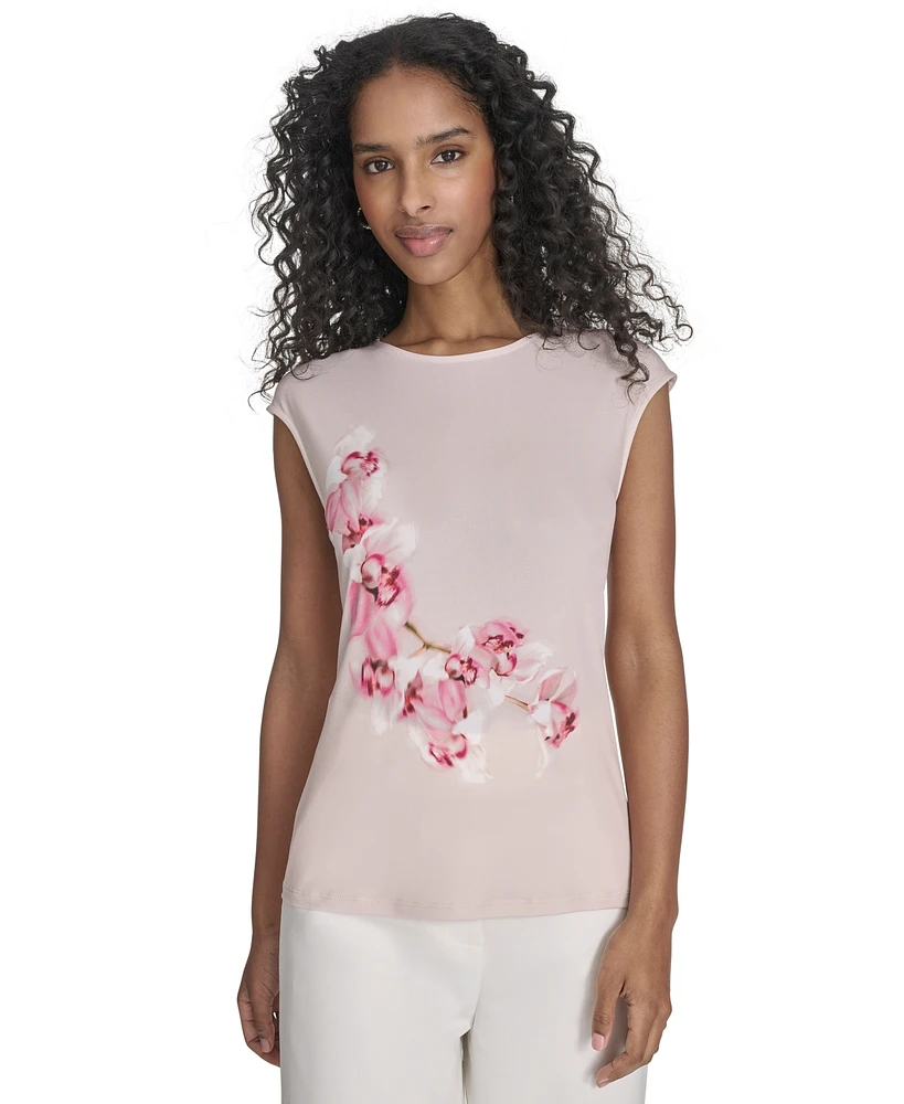 Calvin Klein Petite Sleeveless Printed Blouse