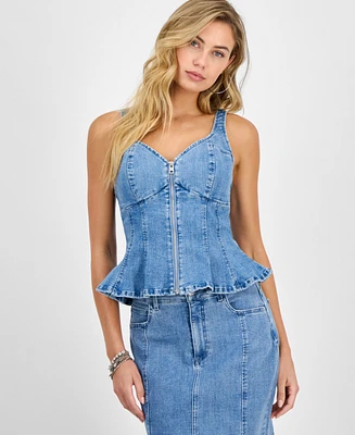 Guess Women's Anika Denim Peplum Top
