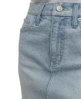 Dkny Jeans Women's Rhinestone-Front Denim Mini Skirt - H8s