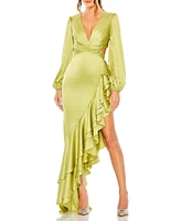 Mac Duggal Women's Cut Out Asymmetrical Ruffled Gown