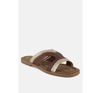 Eirata Genuine Mesh Leather Slip-On Flats