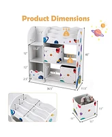 Kids Toy and Book Organizer Children Wooden Storage Cabinet with Storage Bins