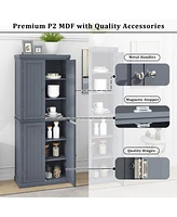 White Mdf Wood Kitchen Cart with Single Door Cabinet and Four Casters