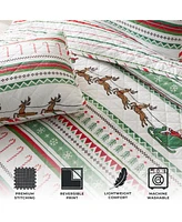 Linery & Co. Holiday Striped Microfiber Quilt Set With Shams