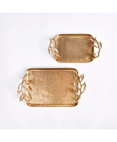 Pomegranate Branch Decorative Trays, Set Of 2