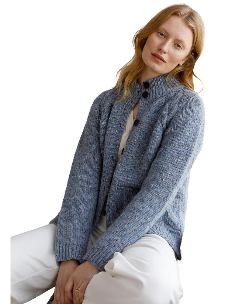 Celtic & Co. Women's Donegal Wool Funnel Neck Cardigan