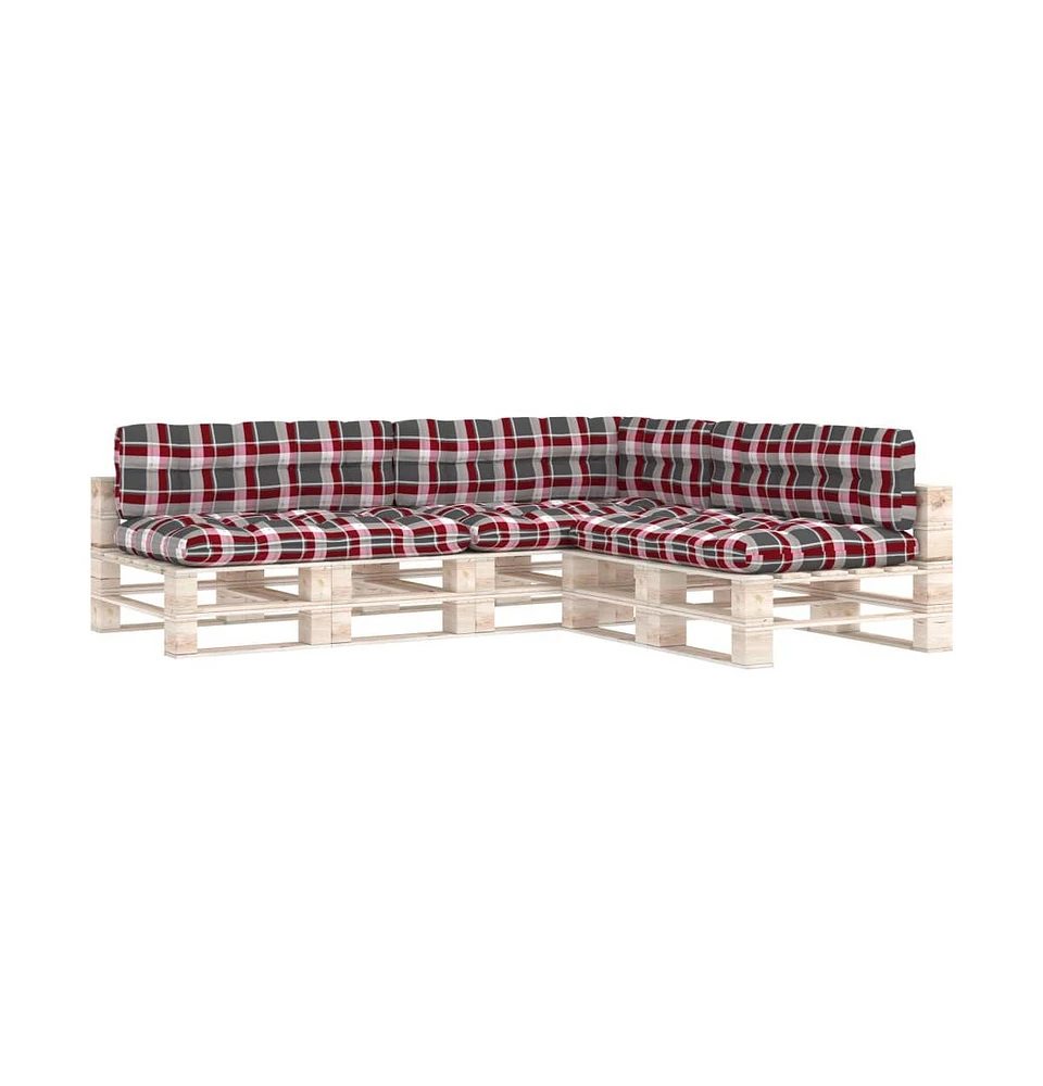 Pallet Sofa Cushions 7 pcs Red Check Pattern