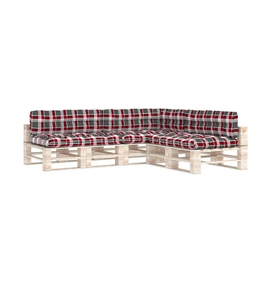 Pallet Sofa Cushions 7 pcs Red Check Pattern