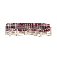 Pallet Sofa Cushions 7 pcs Red Check Pattern