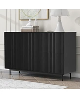 Wave Pattern Storage Cabinet with 2 Doors and Drawers, Adjustable, Suitable for Study, Entrance Living Room