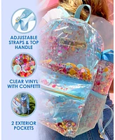 Packed Party Celebrate Every Day Clear Backpack Women's Small Fashion Shoulder Book Bag Great for Ladies at School, Work, Travel, and the Beach (Clear