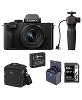 Panasonic Lumix Dc-G100D Mirrorless Camera with G Vario 12-32mm f/3.5-5.6 Asph Ois Lens and Tripod Grip, Bundle with Dmw-BLG10 Battery, 64GB Sdxc Memo