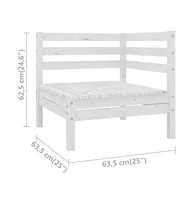 Patio Corner Sofa White Solid Wood Pine