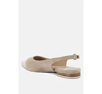 Uwaha Genuine Leather & Real Suede Slingback Flats