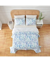 Linery & Co. Blue Coral Microfiber Quilt Set With Shams