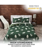 Linery & Co. Deer & Trees Microfiber Quilt Set with Shams