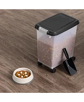 Iris Usa 30Lbs Airtight Dog Food Storage Container with 2-Cup Scoop and Slow Feeder Bowl Combo, Black
