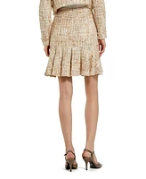 Mac Duggal Women's High Waist Pleated Boucle Mini Skirt