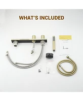 Casainc 2 Handles Deck Mounted Bathroom Tub Faucet Trim with Handshower