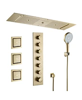 Casainc Ceiling-Mounted Thermostatic Shower System With Body Jets Handheld