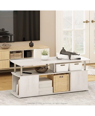 Furinno Modern Tv Stand Media Entertainment Center for Tv's up To 50" w/Open Storage Compartment for Living Room&Bedroom,White Oak