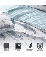 Linery & Co. Coastal Toile Microfiber Quilt Set With Shams